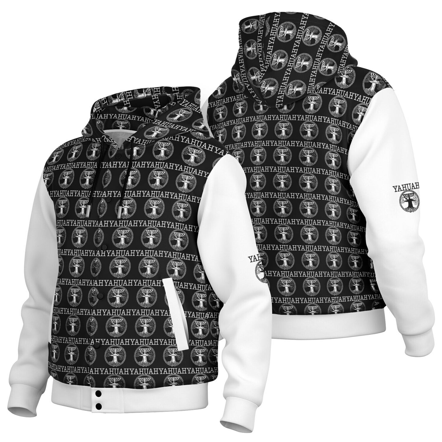 Yahuah-Tree of Life 02-06 Designer Heavyweight Hooded Varsity Jacket