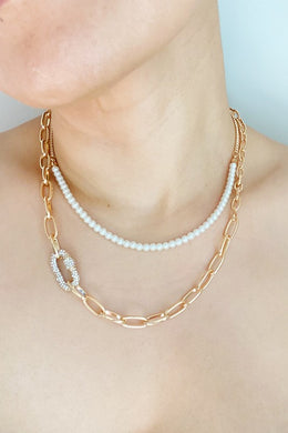 Classic Layered Beaded Pearl Necklace Set