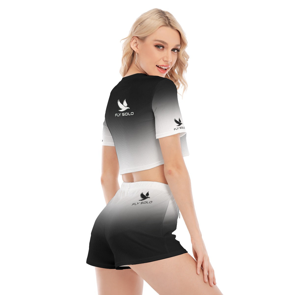 Outspoken Designs 03-03 "Fly Solo" Ladies Designer Cropped T-shirt Shorts Set