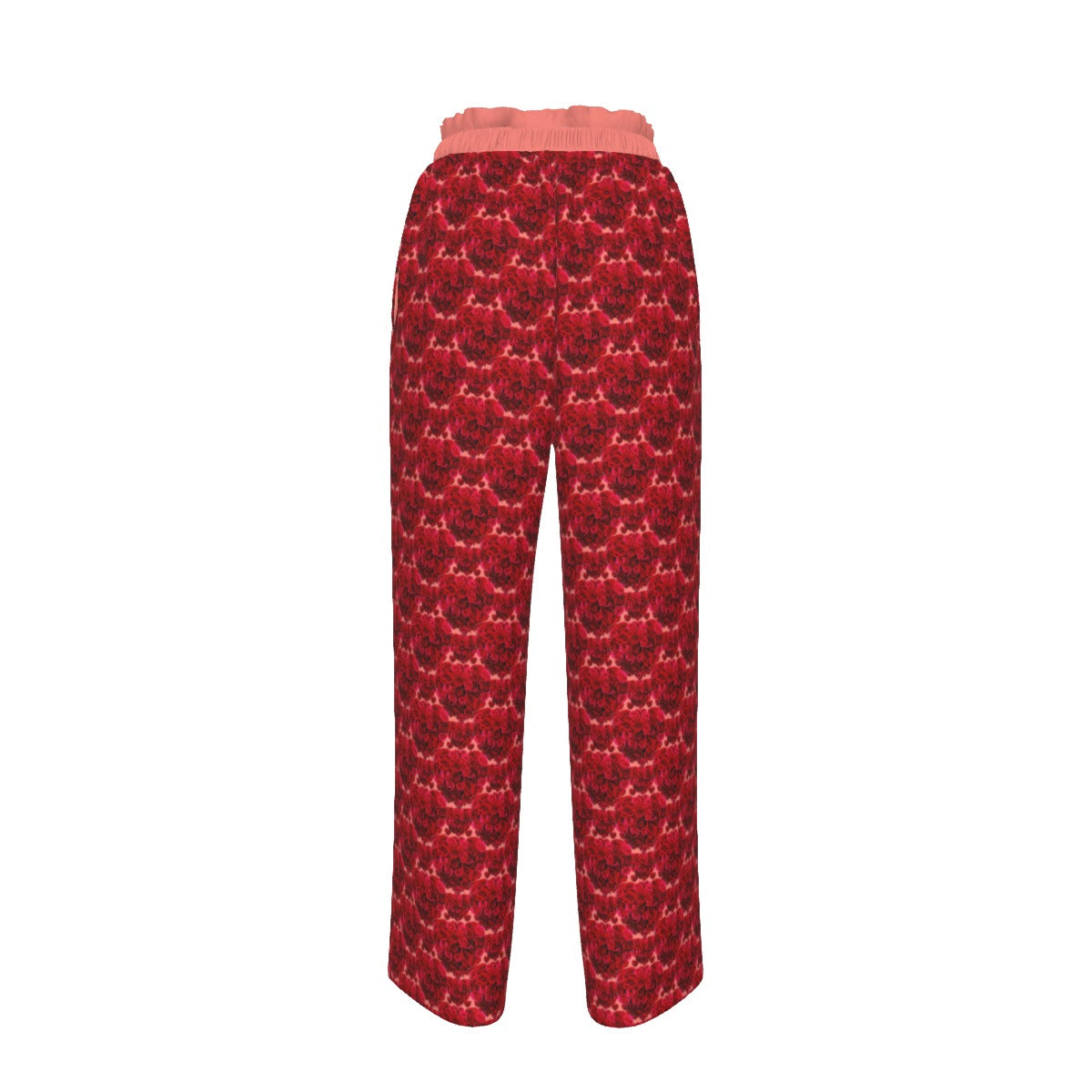 Floral Embosses: Roses 02-01 Faux Silk Open-Bottom Lounge Joggers