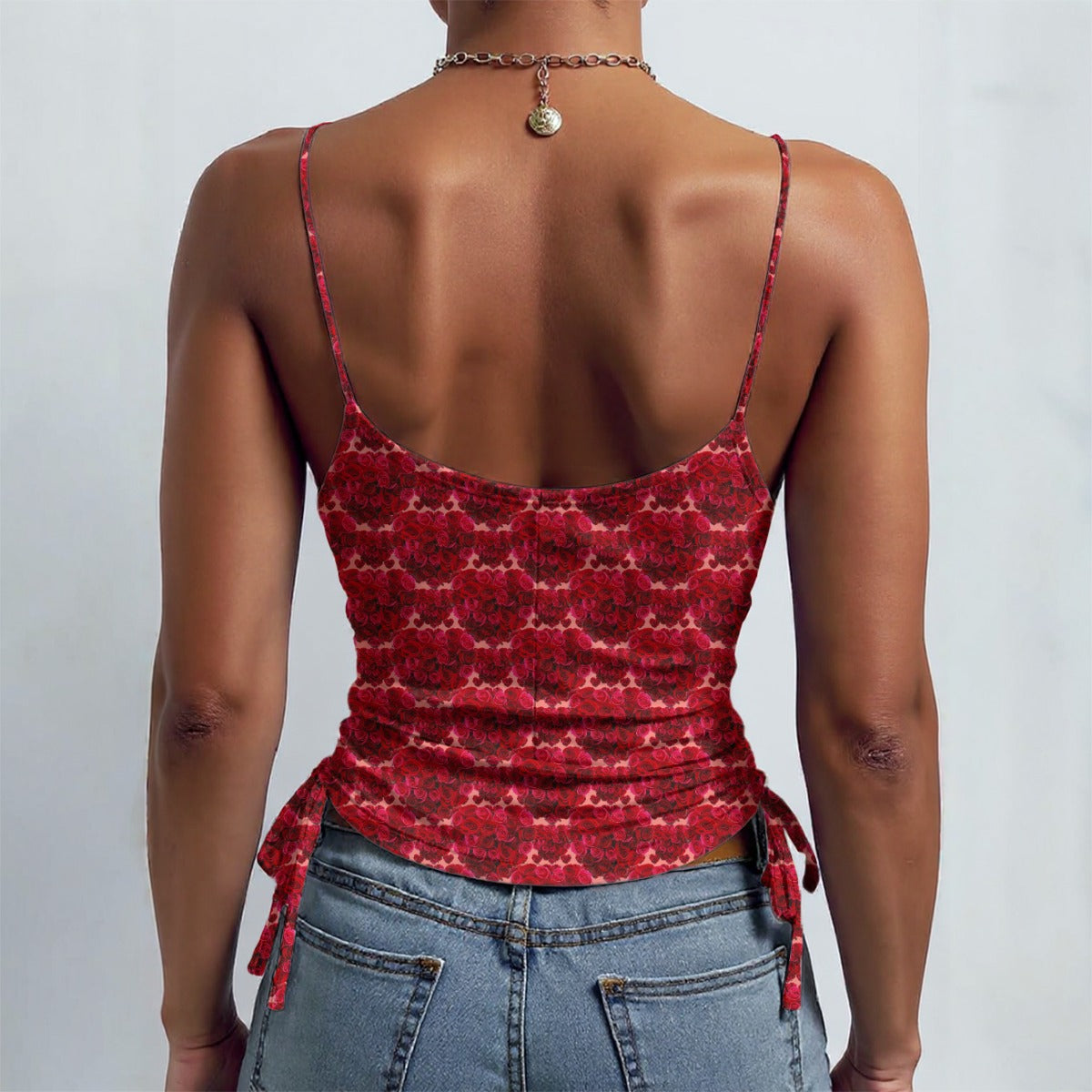 Floral Embosses: Roses 02-01 Designer Drawstring Camisole