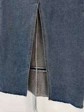 Load image into Gallery viewer, Vintage Blue Panel Zip Pocket Split Hem Denim Midi Skirt