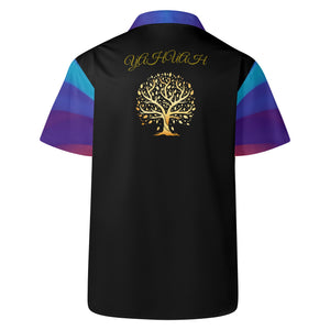 Yahuah-Tree of Life 01 Royal Men's Designer Short Sleeve Dress Shirt