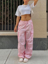 Load image into Gallery viewer, Y2K Women&#39;s Solid Color Wide Leg Cargo Wind Pants (5 colors)