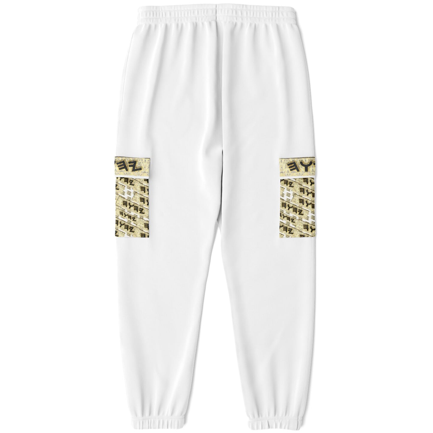 Yahuah Logo 03 - White Designer Athletic Cargo Unisex Joggers