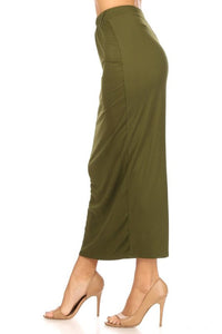 Solid Color Midi Pencil Skirt with Back Slit (5 colors)
