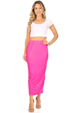 Solid Color Midi Pencil Skirt with Back Slit (5 colors)