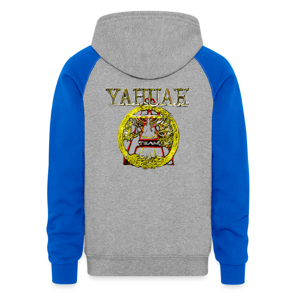 A-Team 01-01 Designer Jerzees Colorblock Raglan Unisex Pullover Hoodie (4 colors) - heather grey/royal