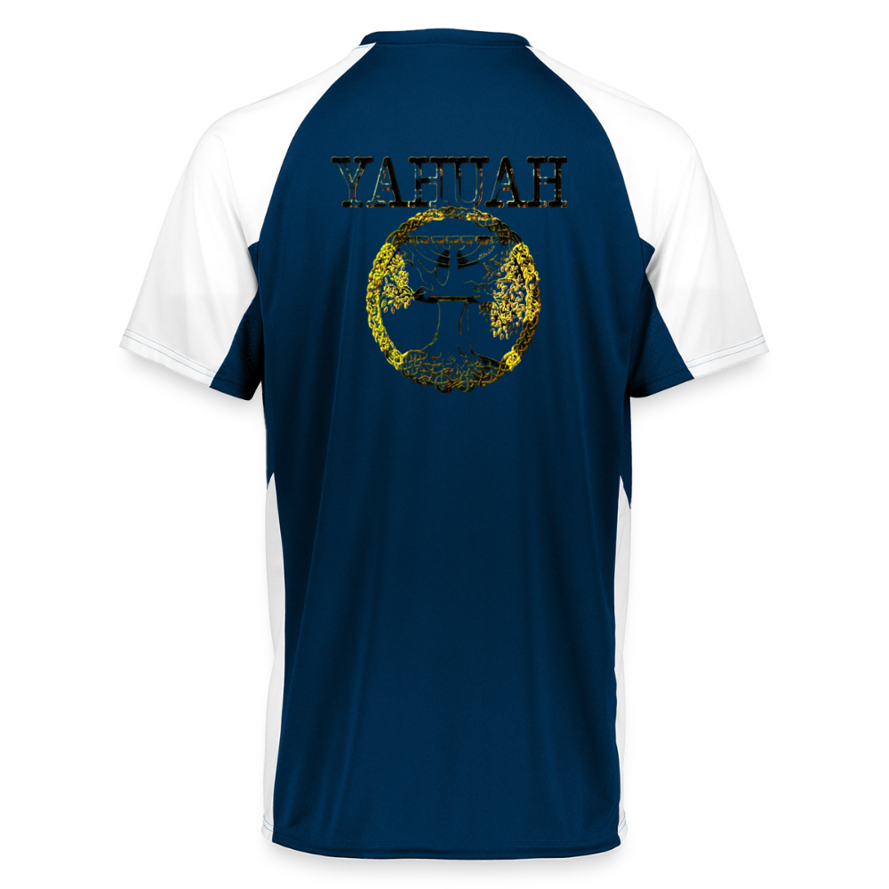 Yahuah Yahusha 04 Designer Augusta Sportswear Unisex Cutter Jersey (5 colors) - navy/white