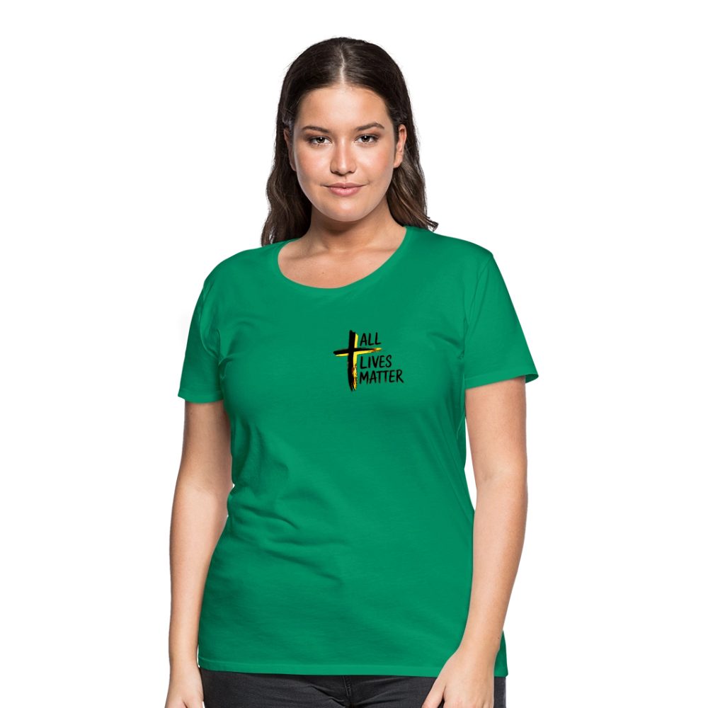 Outspoken Designs 04-01 "All Lives Matter" Ladies Designer Premium Cotton T-shirt (14 colors) - kelly green