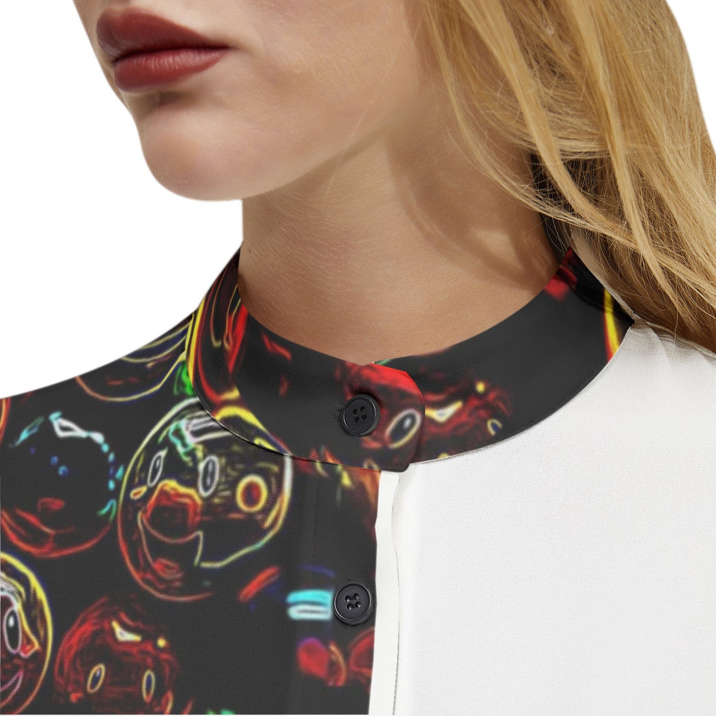 Outspoken Designs 01-01 "Lighten Up" Women's Band Collar Long Sleeve Shirt