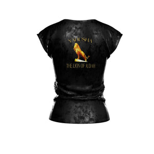 Yahusha-The Lion of Judah 01 Ladies Designer Loose Fit Cap Sleeve T-shirt