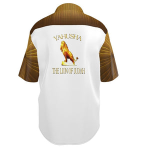 Yahusha-The Lion of Judah 01 Voltage Men's Designer Spread Collar Short Sleeve Dress Shirt