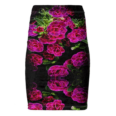 Floral Embosses: Roses 02-01 Designer Pencil Mini Skirt