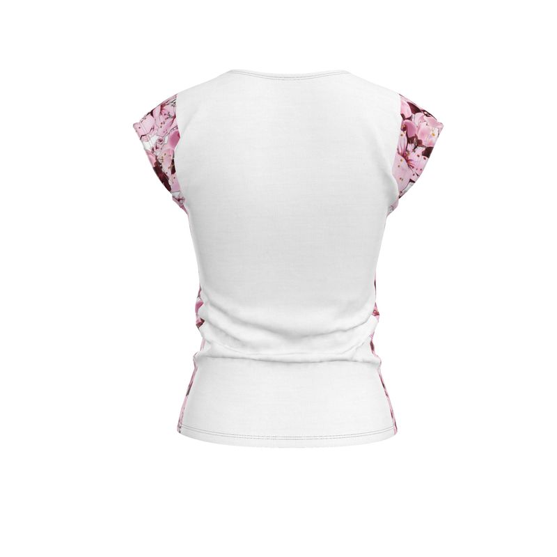 TRP Floral Print 01: Cherry Blossoms 01 Designer Loose Fit Cap Sleeve T-shirt