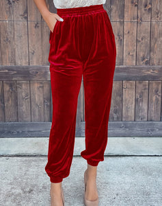 Solid Color Mid Waist Velvet Sweatpants (6 colors)