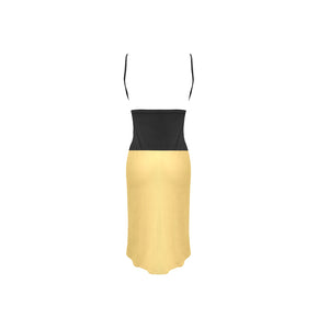Yahuah-Tree of Life 02-03 Elect Designer Backless V-neck Spaghetti Strap Wrap Midi Dress