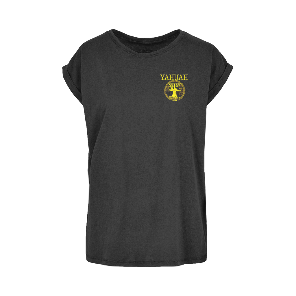 Yahuah-Tree of Life 02-01 Ladies Designer Round Neck Cap Sleeve T-shirt