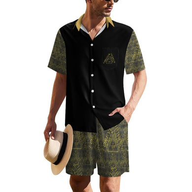 I AM HEBREW 03-01 Men's Designer Short Sleeve Dress Shirt and Shorts Set