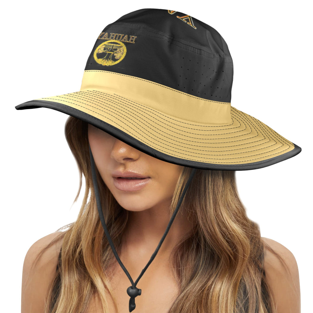 Yahuah-Tree of Life 02-03 Elect Designer Wide Brim Bucket Hat with Drawstring