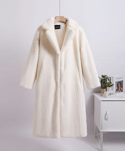 Mink Fleece Faux Fur Stitching Contrast Color Trench Coat for Women (9 colors)