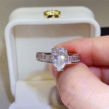 Load image into Gallery viewer, 3 Carat Moissanite 925 Sterling Silver Pear Cut Solitaire Ring