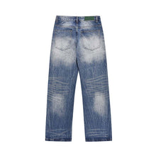 Load image into Gallery viewer, Distressed Washed Wide Leg Men Denim Jeans