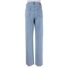 Load image into Gallery viewer, Light Blue High Waist Ripped Straight Leg Washed Denim Jeans