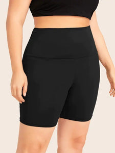 Black Hollow Out Yoga Shorts