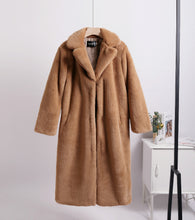 Load image into Gallery viewer, Mink Fleece Faux Fur Stitching Contrast Color Trench Coat for Women (9 colors)