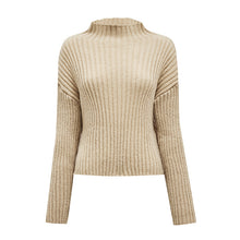 Load image into Gallery viewer, Beige Mock Neck Knit Women&#39;s Sweater