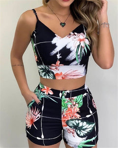 Two Piece Sleeveless Top and Shorts Set