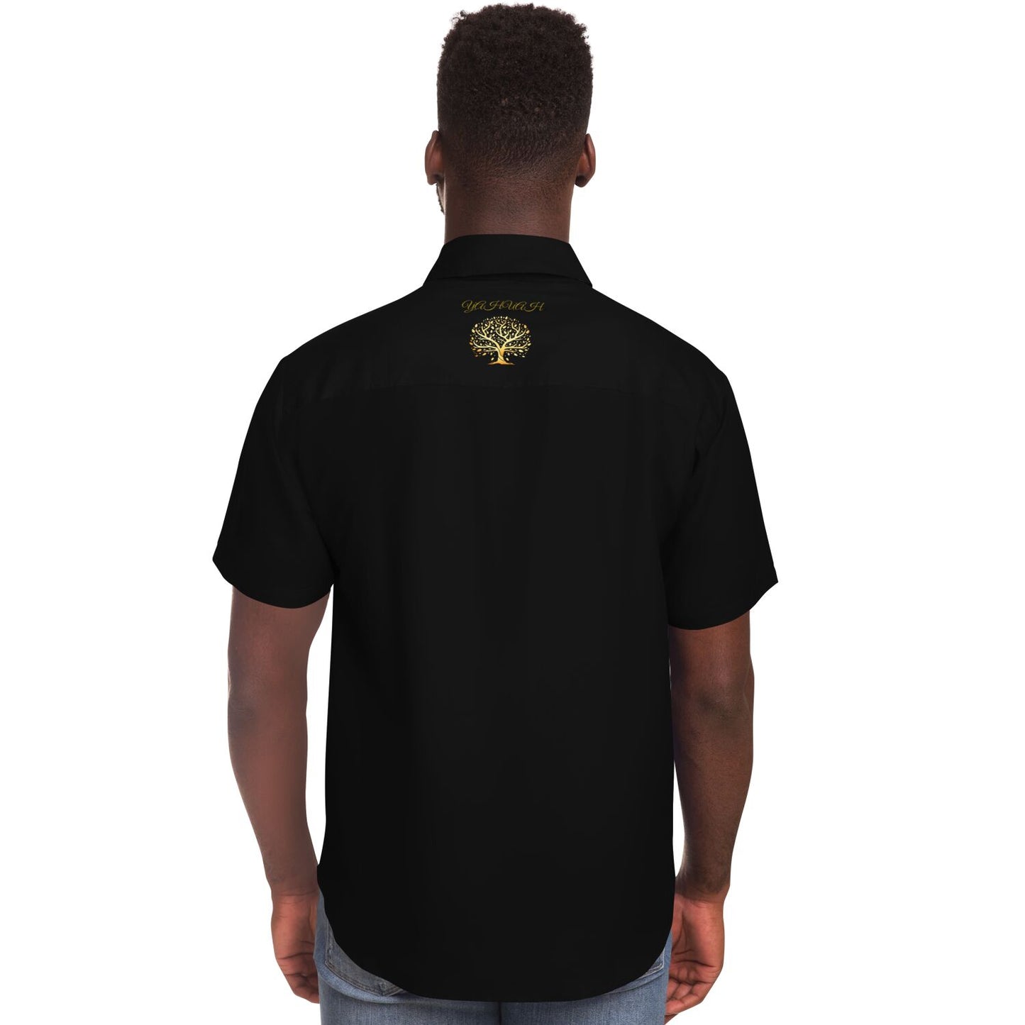 Yahuah-Tree of Life 01-01 Men's Designer Spread Collar Shirt