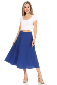 Solid Color High Waist A-line Midi Skirt (10 colors)