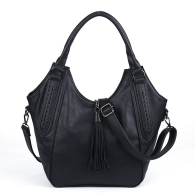 Tassel Detailed Crossbody Leather Bowknot Handbag