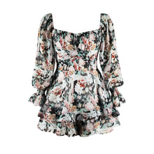 Load image into Gallery viewer, Floral Print Poet Sleeve Open Back Romper (4 colors)