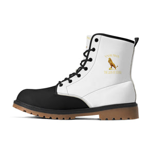 Yahusha-The Lion of Judah 01 Voltage PU Leather Brown Outsole Boots (White)