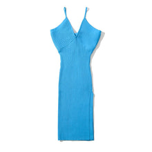Load image into Gallery viewer, Deep V-neck Sleeveless Solid Color Spaghetti Strap Knit Maxi Dress (5 colors)