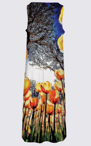 Floral Embosses: Tulip Daydream 01 Designer Elise Maxi Dress