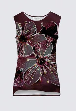 Floral Embosses: Pictorial Cherry Blossoms 01-04 Designer Coco Sleeveless Tee