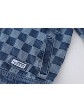 Load image into Gallery viewer, Vintage Patchwork Checker Denim Jacket for Women