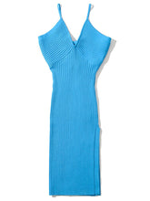 Load image into Gallery viewer, Deep V-neck Sleeveless Solid Color Spaghetti Strap Knit Maxi Dress (5 colors)