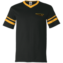 Load image into Gallery viewer, BREWZ Men&#39;s Designer V-neck Contrast Stripe Sleeve Jersey T-shirt