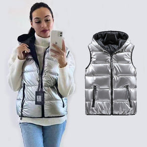 Solid Color Hooded Puffer Vest for Women (4 colors)