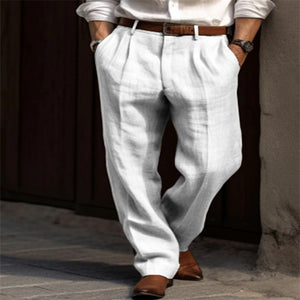 Solid Color Double Pleated Linen Pants (5 colors)