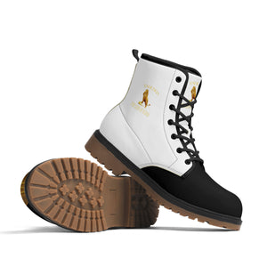 Yahusha-The Lion of Judah 01 Voltage PU Leather Brown Outsole Boots (White)