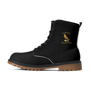 Yahusha-The Lion of Judah 01 Voltage PU Leather Brown Outsole Boots (Black)