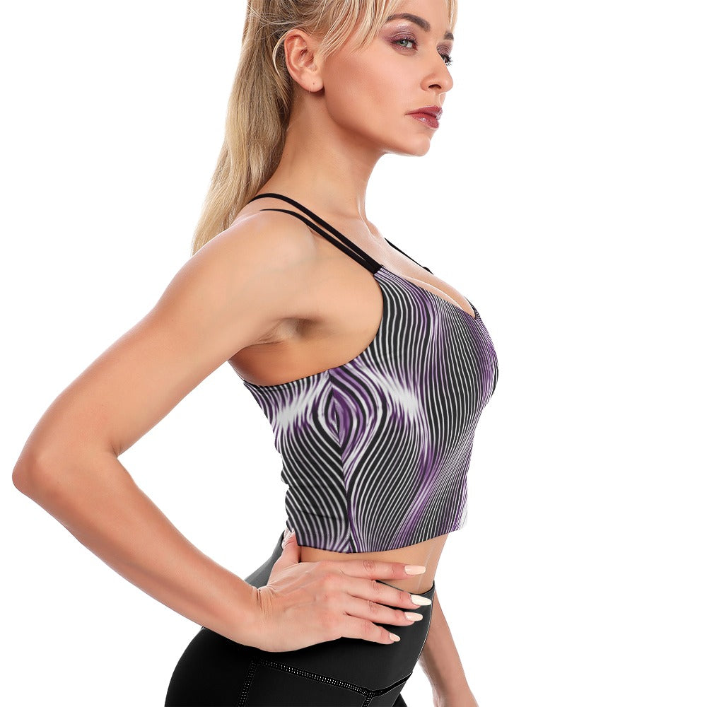 TRP Twisted Patterns 04: Weaved Metal Waves 01-01 Designer Cropped Open Back Yoga Top
