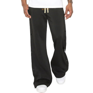 Men's Custom Bandana Side Strip Wide Leg Sweatpants (Gray/Black)