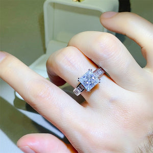 3 Carat Moissanite 925 Sterling Silver Square Shape Solitaire Ring